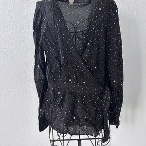 Black Starry Women's Wrap Top